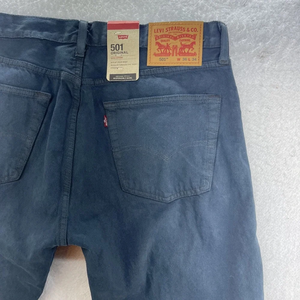 Levis 501 Jeans Mens 36x34 Blue Original Fit Straight Denim Casual 90s Skater